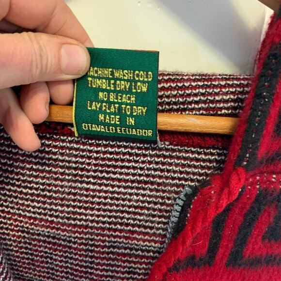 Vintage  wool sweater coat w hood dream catcher full zip in Sz Xl! - Picture 10 of 10